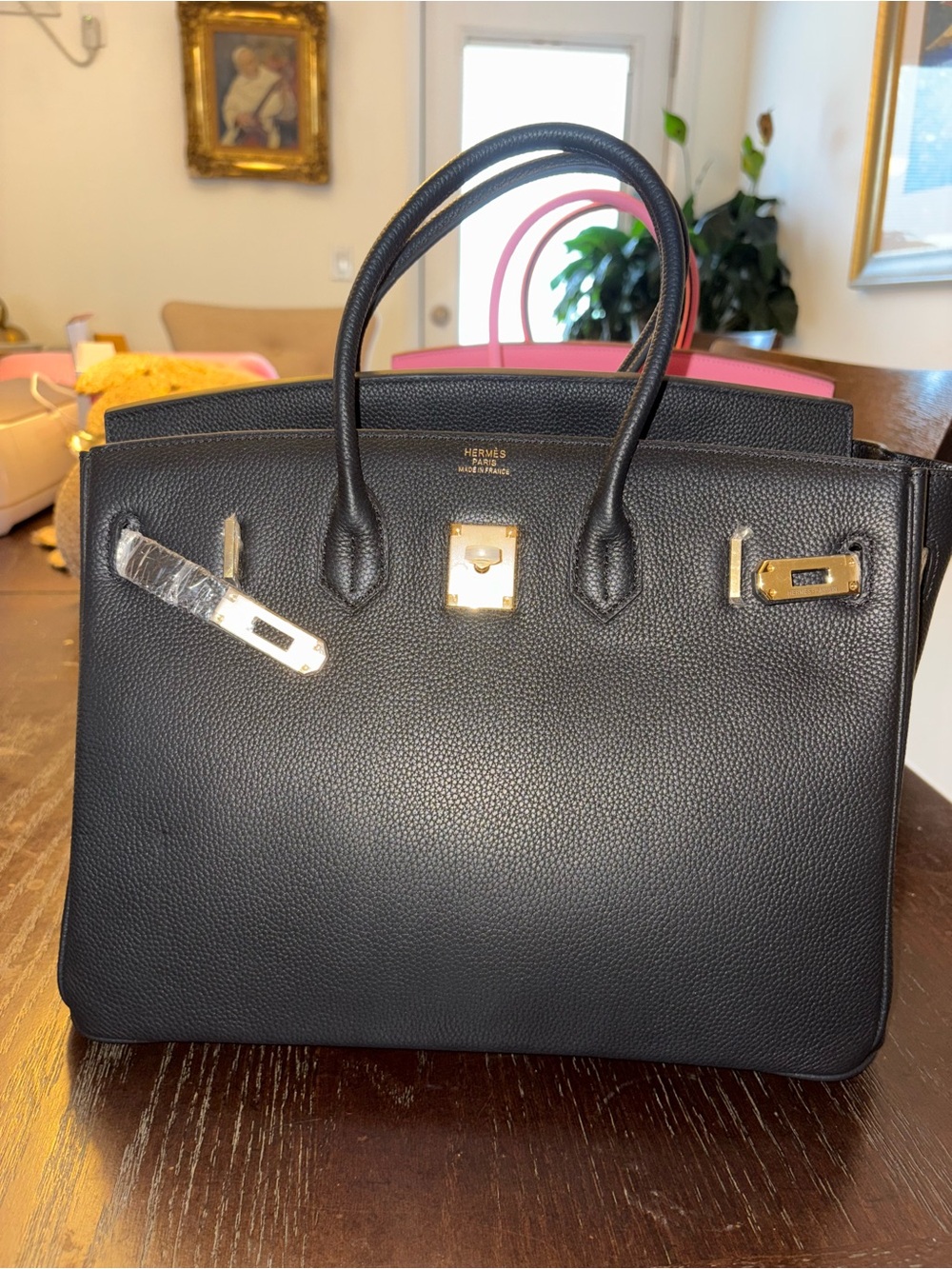 Black Leather 35cm Tote Bag